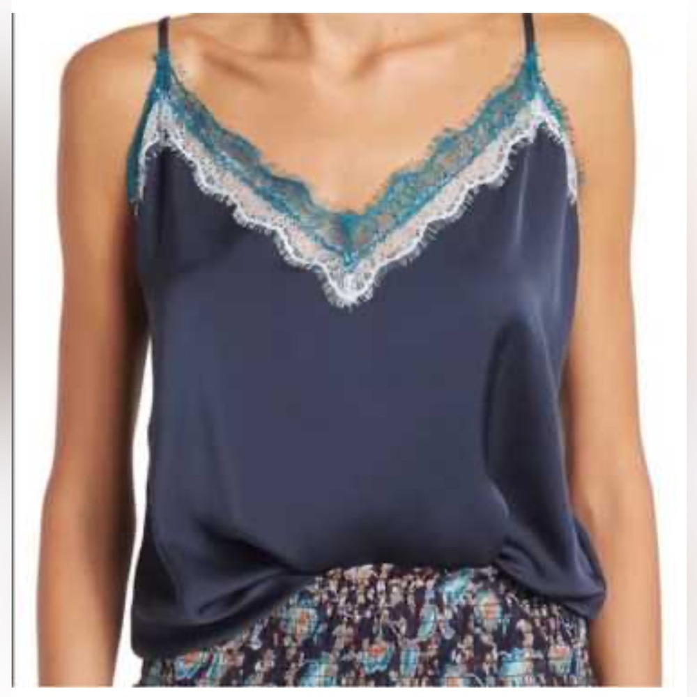 Ramy Brook Silk Lace Navy Perry Camisole bnwt  M